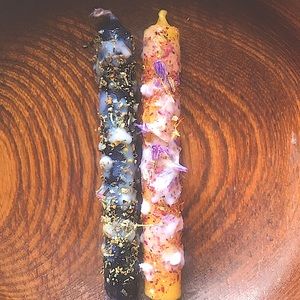 2 Spell Candles 1 Banishing and 1 beeswax Personal Power chime size